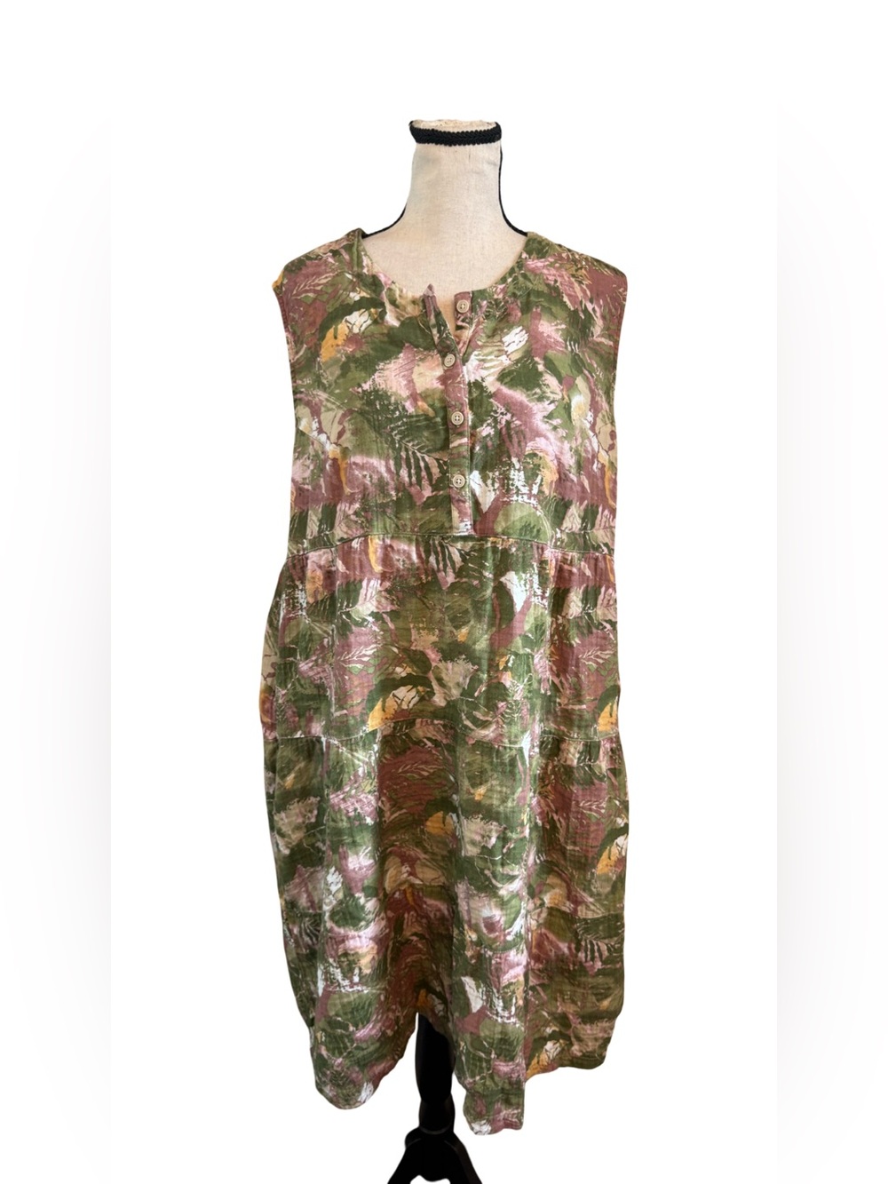Columbia Sportswear Company 100% Cotton Sleeveless Floral Tunic Dress Large